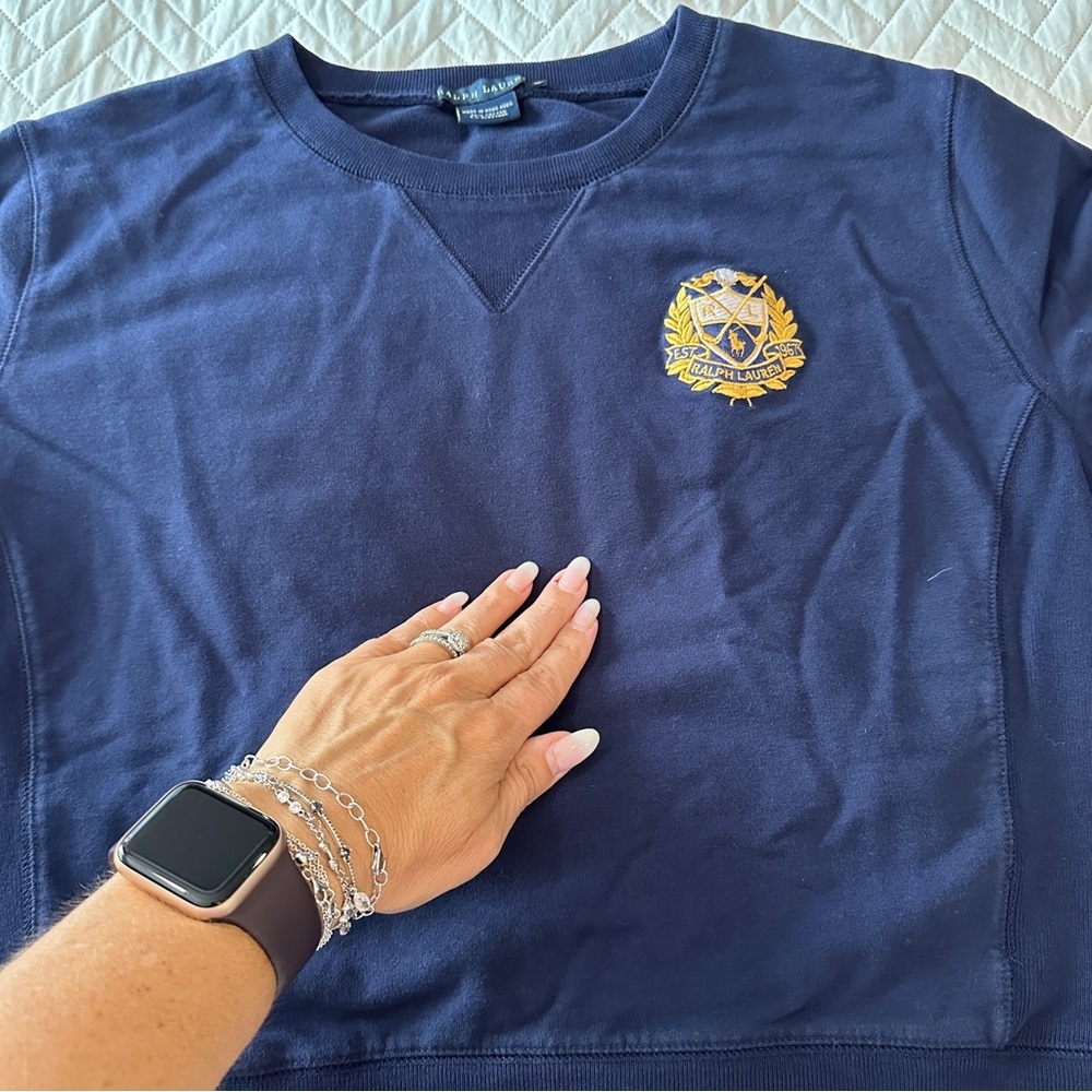 Ralph Lauren Navy Sweatshirt with Gold Emblem - Picture 15 of 15